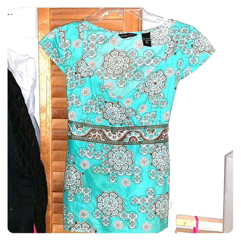 Teal & brown top